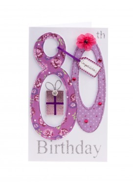 Lilac Number Cut Out 80th Birthday Card