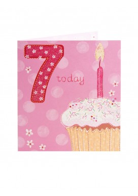 Sparkling Cupcake 7th Birthday Card