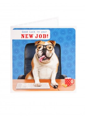 Working Bull Dog New Job Congratulations Card