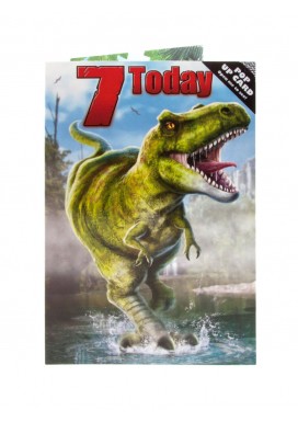 Age 7 Dinosaur Pop Up Birthday Card
