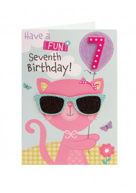 Cool Kitten 7th Birthday Card