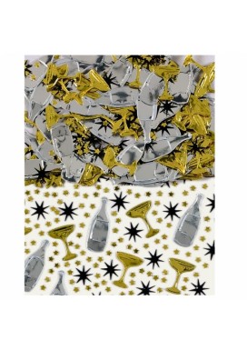Black Silver & Gold Champagne Embossed Confetti Mix 14g