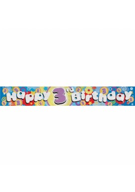 Happy 3rd Birthday Holographic Banner