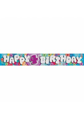 Banner Happy 4th Birthday Holographic