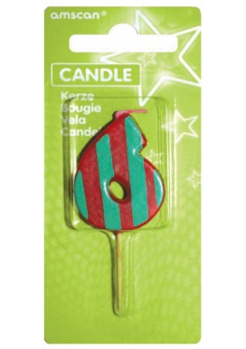 Dots & Stripes Candle Number 6