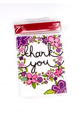 Simply Pretty Pink Flowers Thank You Cards  -  Set Of 10