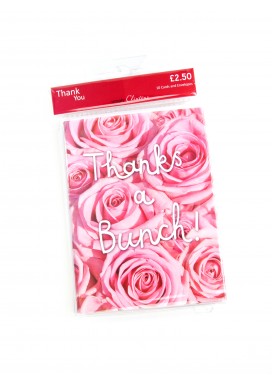 Simply Pink Roses Thank You Cards -  Set Of 10