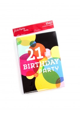 Simply Colourful Circles 21st Birthday Party Invitations -  Set of 10