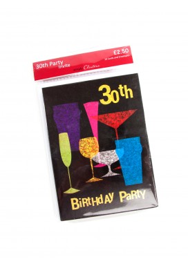 Simply Colourful Cocktails 30th Birthday Party Invitations -  Set of 10