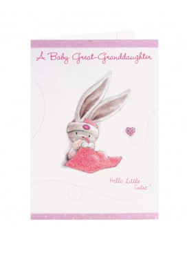 Cute Bunny Great-Granddaughter Congratulations Card
