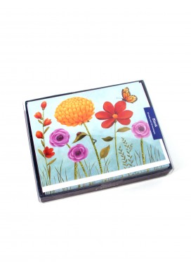 Blank Sparkling Flowers Card Multipack -  Pack of 10