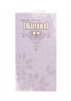 Heart Diamante Diamond 60th Anniversary Card